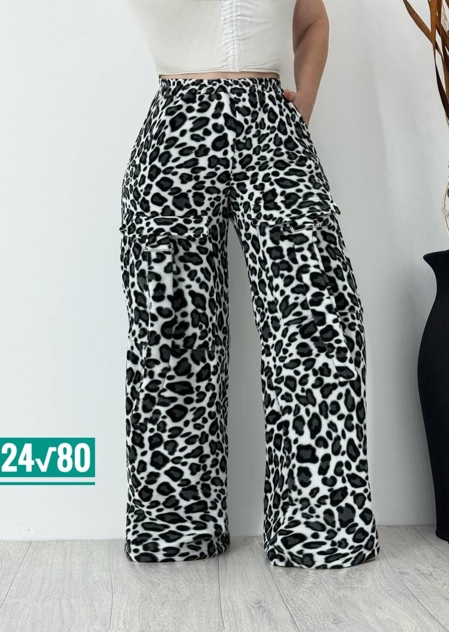 штаны женские,брюки палаццо леопард,брюки с леопардовым принтом,женские штаны 8008 "карго леопард",брюки chicever женские с леопардовым принтом
