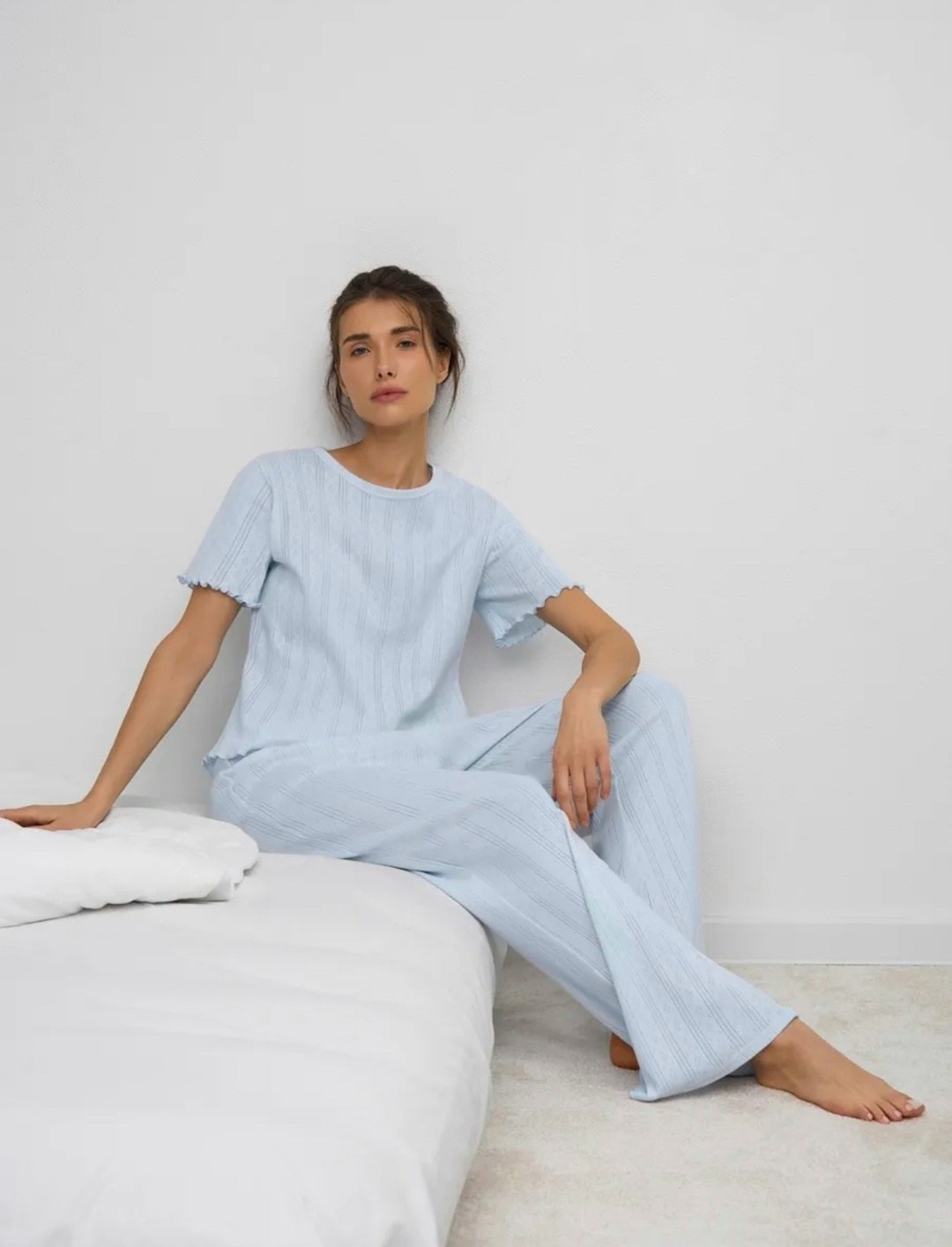 пижама женская,трикотажные костюмы,костюм женский,комплект домашний женский,голубая пижама
