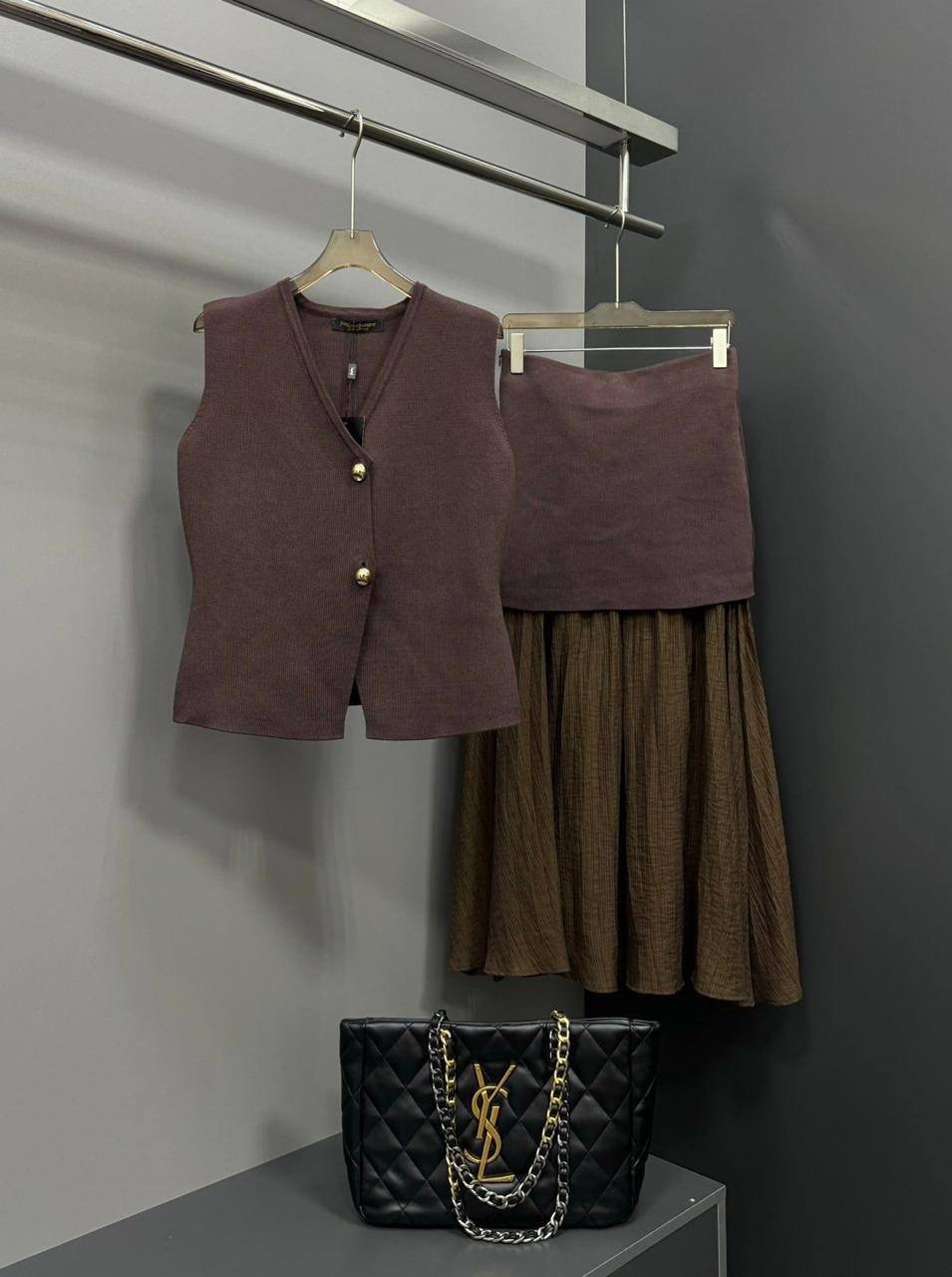 костюм замшевый жилетка и юбка теплый,юбка с жилеткой,юбка с жилетом,юбка с жилеткой цвет коричневый,костюм вечерний жилет с юбкой под зара elinafashion 332574141