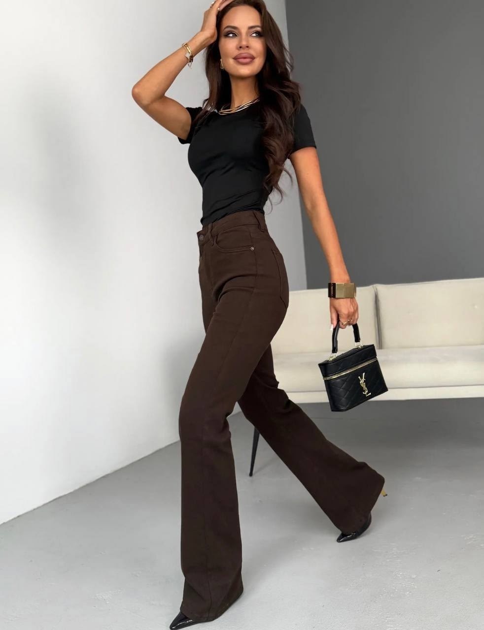 коричневые джинсы клеш женские,женские джинсы клеш,женские джинсы коричневые джинсовые расклешенные брюки,джинсы женский defeaco коричневый, светло-коричневый клеш, прямые деним,коричневые джинсы женс