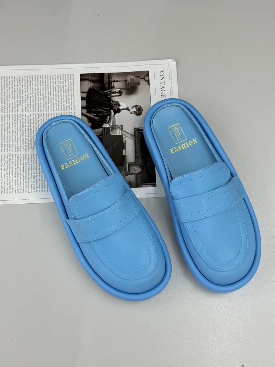 ,женские лоферы,женская ,лоферы голубые,женские шлепанцы