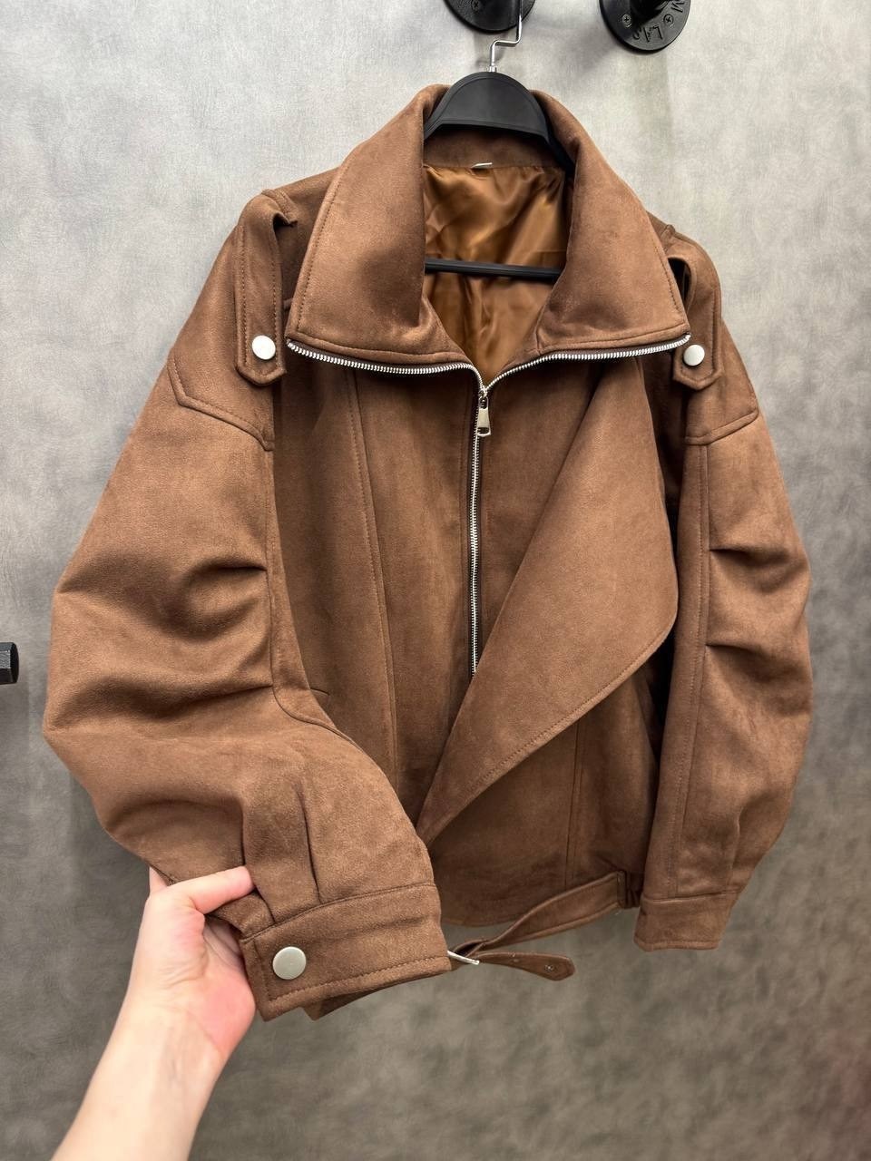 куртка из искусственной замши,коричневая замшевая кожаная куртка с лацканами,куртка косуха,косуха из эко замши оверсайз коричневая joyforyou,винтажная модная куртка из искусственной замши для женщин