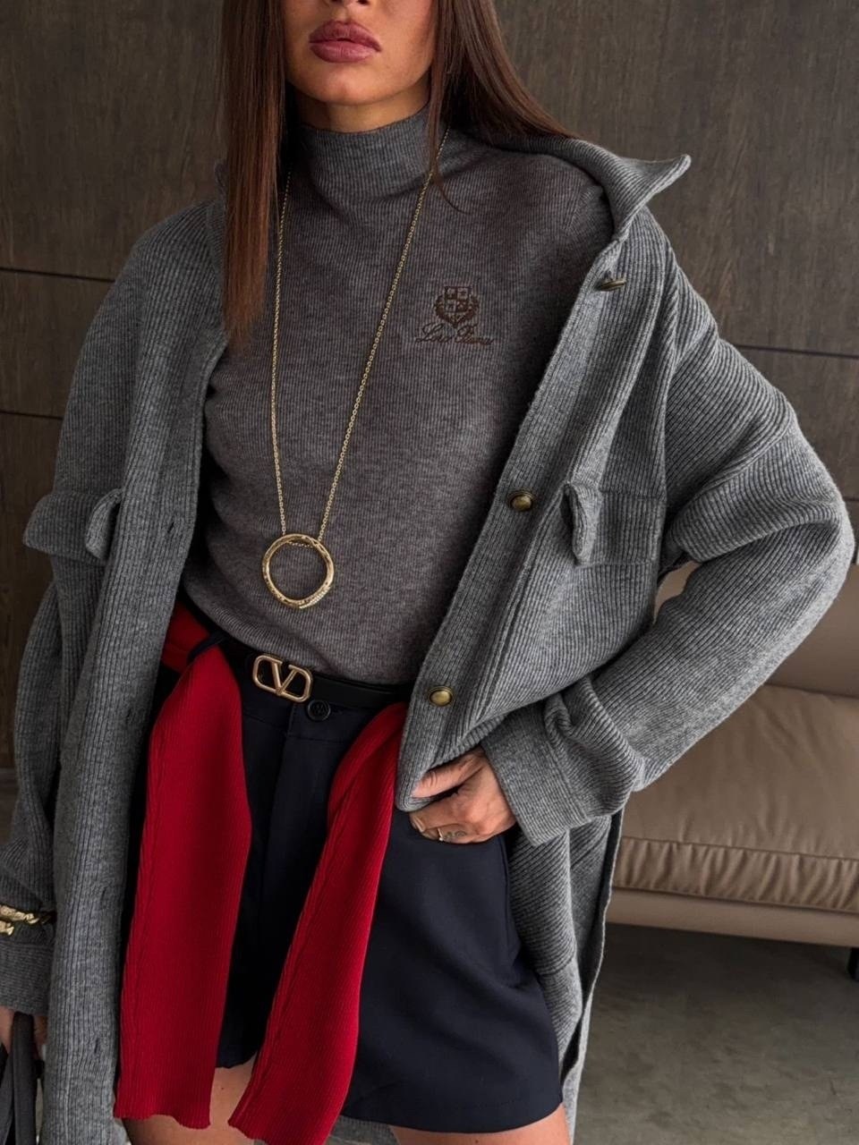 рубашка оверсайз из плотного меланжевого трикотажа,рубашка оверсайз теплая,бомбер серый женский,шерстяное пальто,куртка бомбер женская