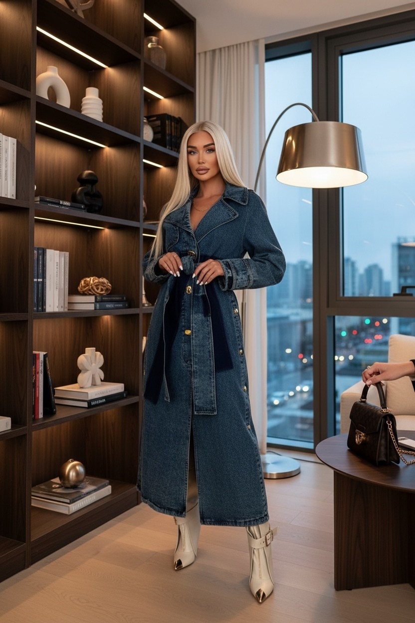 джинсовый тренч,джинсовый плащ,женский джинсовый плащ,джинсовое пальто,длинный джинсовый плащ