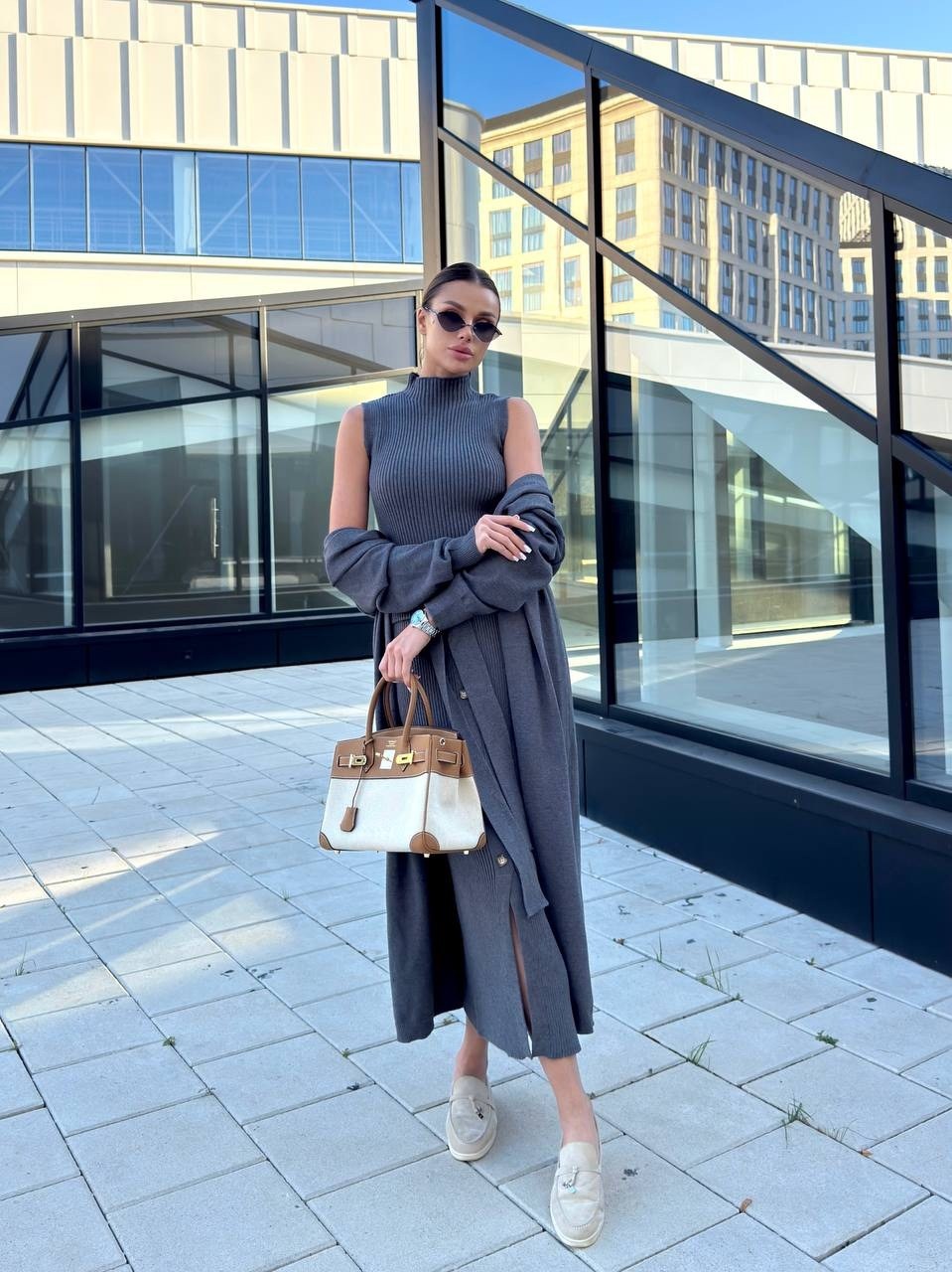 серое пальто,пальто кардиган,длинный кардиган,костюм женский,платье кардиган