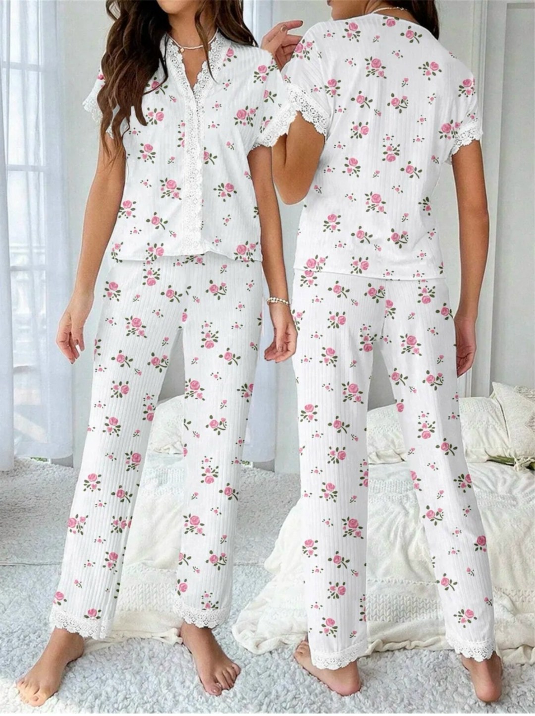 женская пижама,женские летние пижамы cherry print s-xl,женская элегантная пижама с принтом вишни,комплект пижама,пижама для женщин