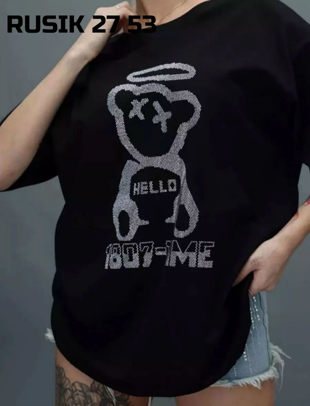 футболка оверсайз базовая со стразами,футболка для женщин с принтом,женская футболка,футболка с стразами,футболка женская со стразами