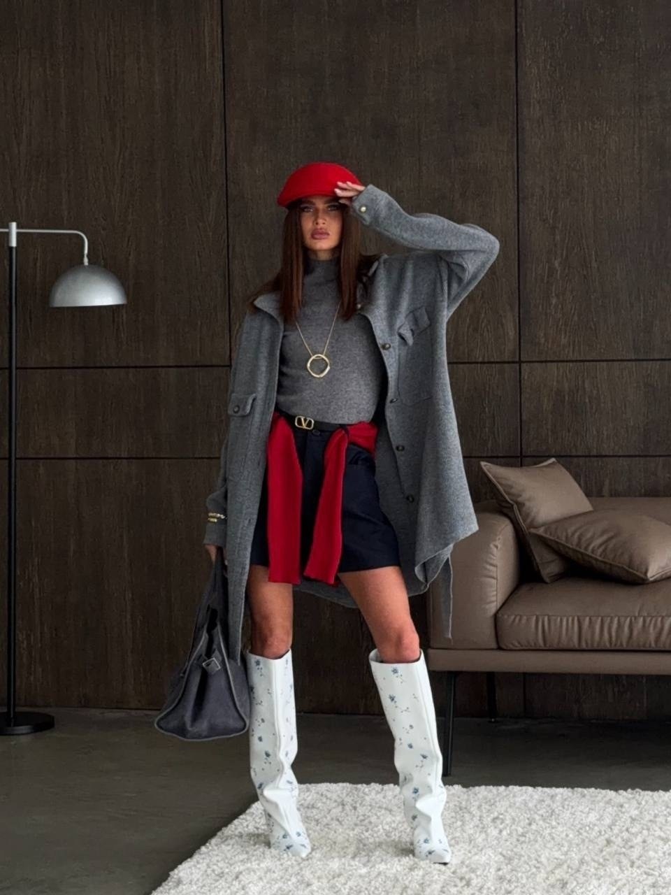 рубашка оверсайз из плотного меланжевого трикотажа,рубашка оверсайз теплая,бомбер серый женский,шерстяное пальто,куртка бомбер женская