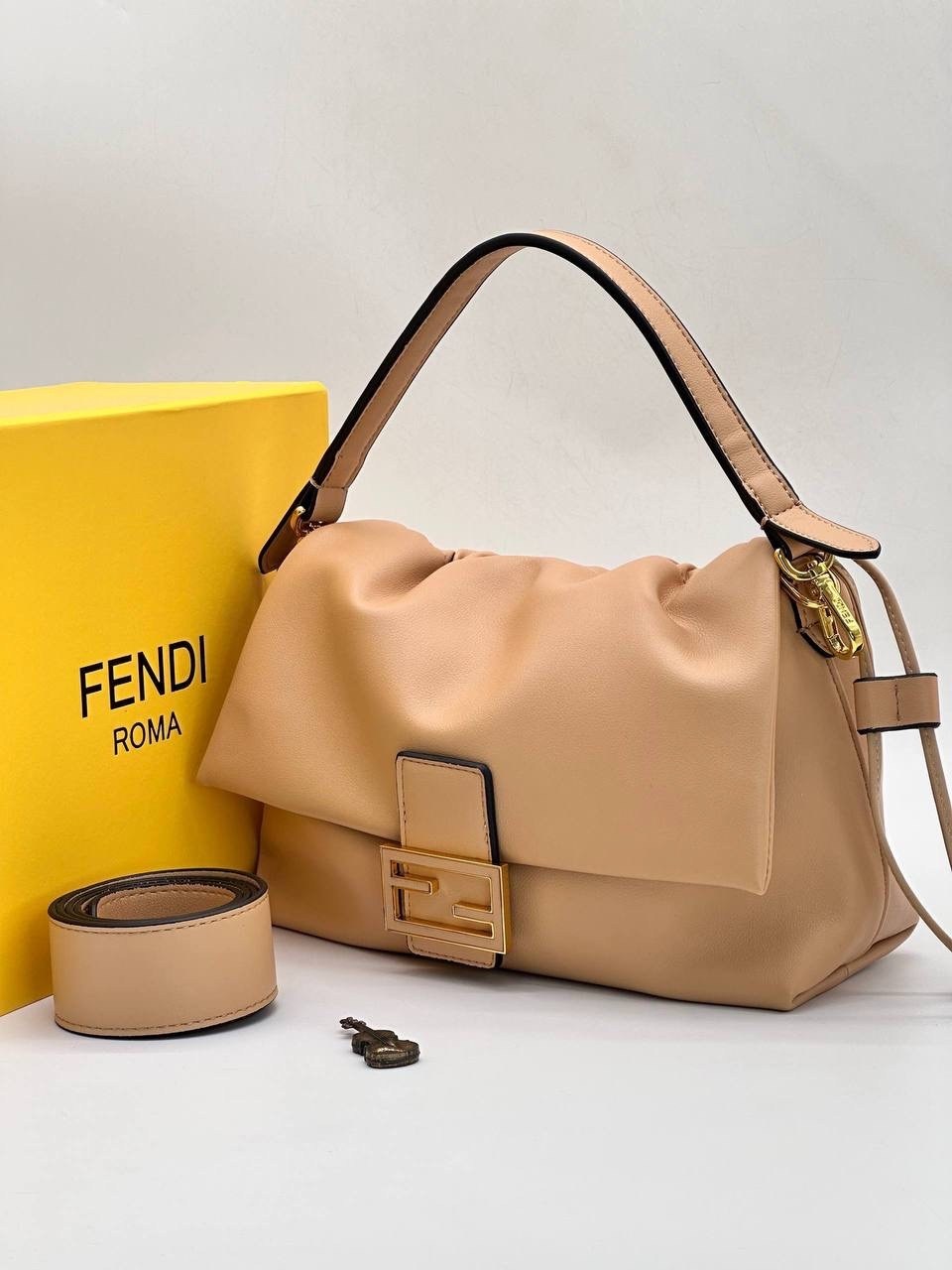 женская сумка fendi,сумка fendi,fendi сумка на плечо,фенди сумка,женская кожаная сумка fendi бежевая 27х10х8