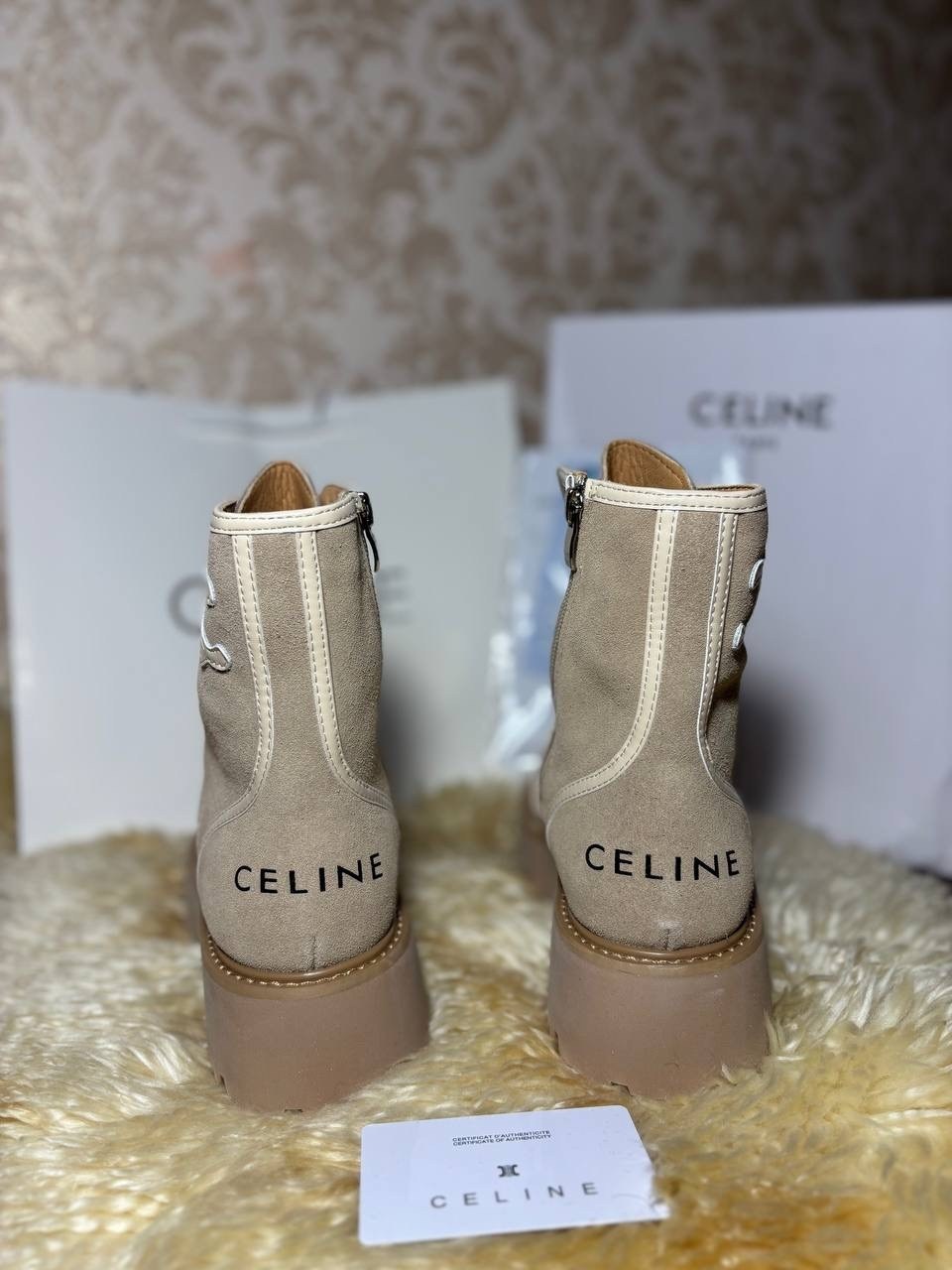 ботинки celine,ботинки женские celine,комбинированные ботинки celine premium,женские ботинки celine натуральная кожа,ботинки зимние celine