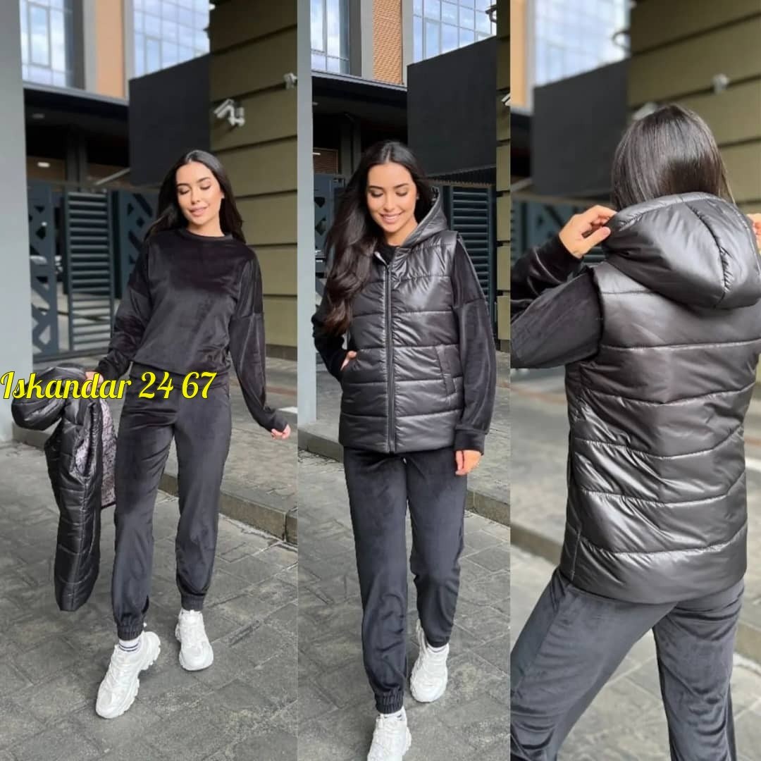 спортивные костюмы женские,спортивно-прогулочный костюм женский тройка,костюм женский тройка спортивный,спортивный костюм женский теплый тройка,спортивный костюм из мягкого велюра с жилетом