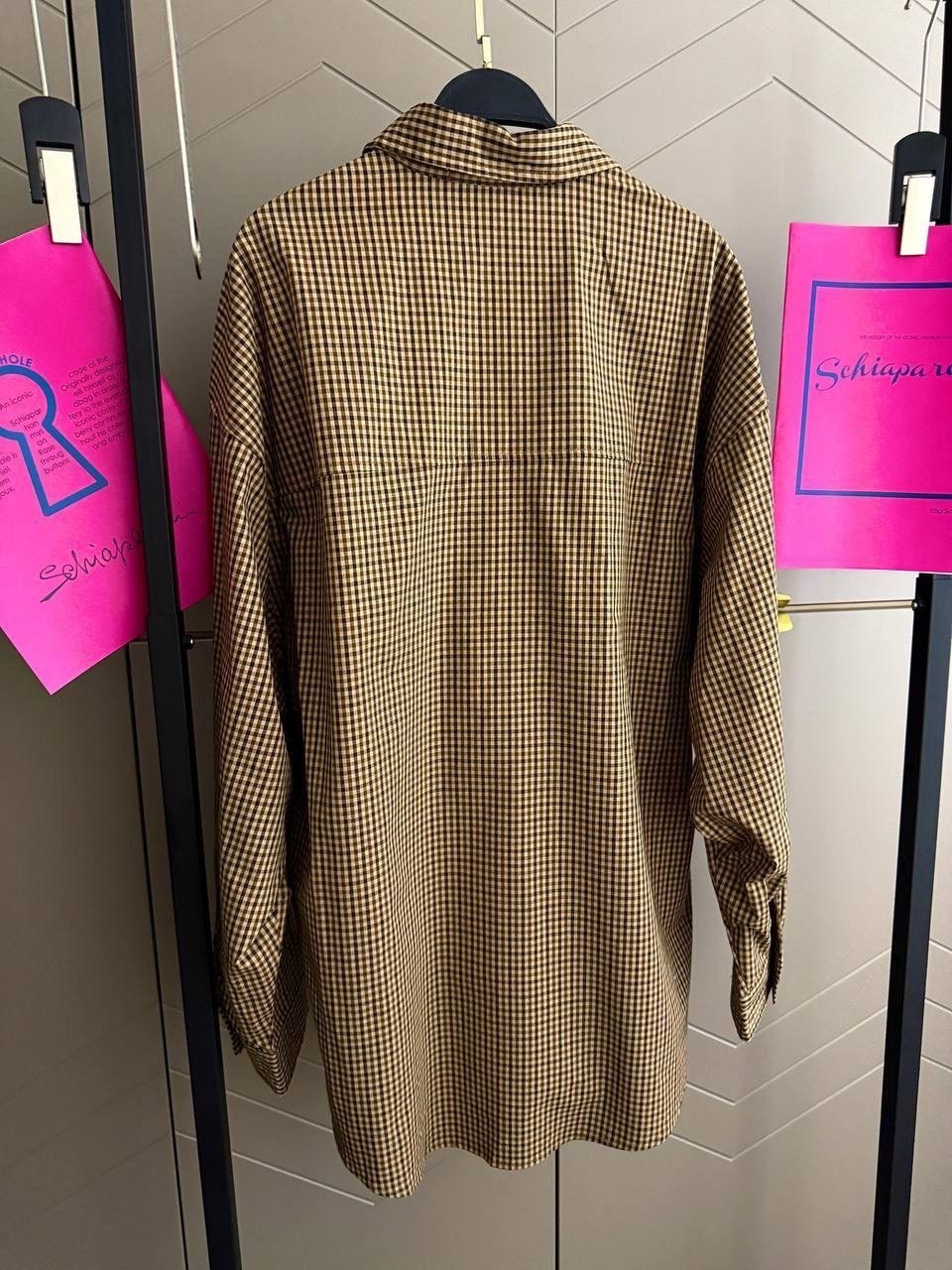 рубашка женская в клетку оверсайз,рубашка оверсайз клетка,рубашка женская в клетку,тёплая рубашка в клетку оверсайз,рубашка женская в клетку de'bora rose оверсайз размер one size коричневый