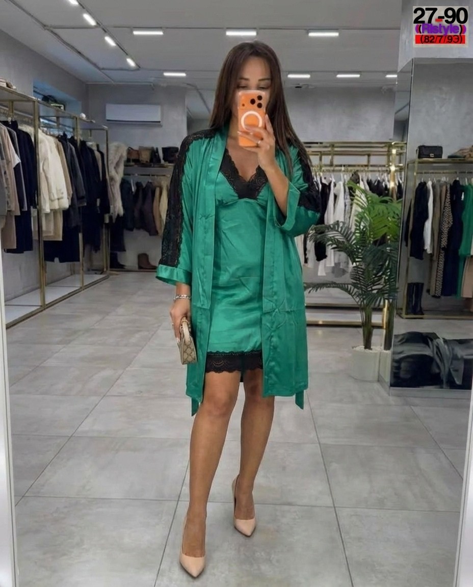 халат женский шелковый,атласный халат,комплект с халатом,комплект сорочка халат,комплект с пеньюаром