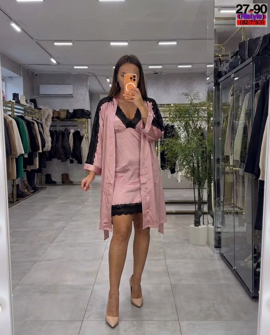 халат женский шелковый,атласный халат,комплект с халатом,комплект сорочка халат,комплект с пеньюаром