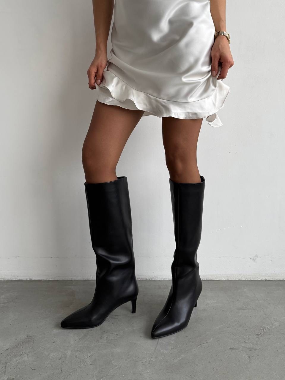 сапоги демисезонные на маленьком каблуке gh collection,сапоги демисезонные на маленьком каблуке gh collection цвет черный,сапоги на каблуке,сапоги женские,сапоги трубы на каблуке демисезонные valentin