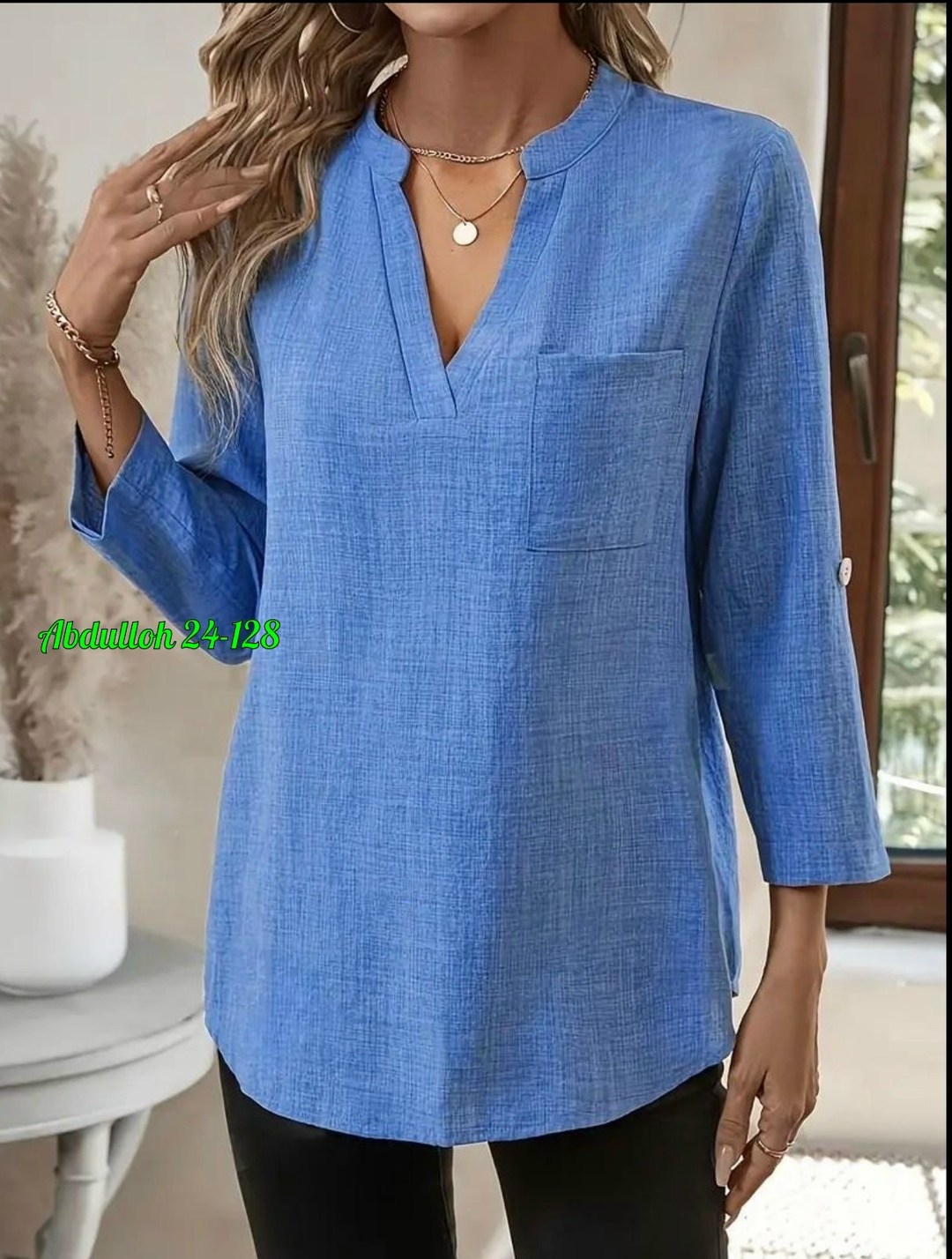 женская блузка,блузка льняная,свободная блузка,однотонная блузка,туника женская