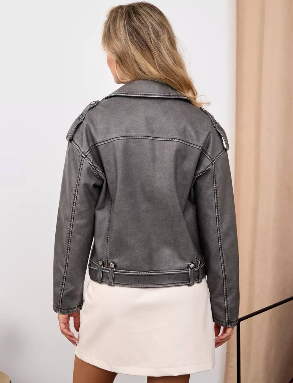 косуха серая винтажная куртка кожаная оверсайз aftfbasic,кожаная куртка косуха,куртка косуха,косуха винтажная кожаная куртка оверсайз aftfbasic,косуха женская куртка кожаная oversize