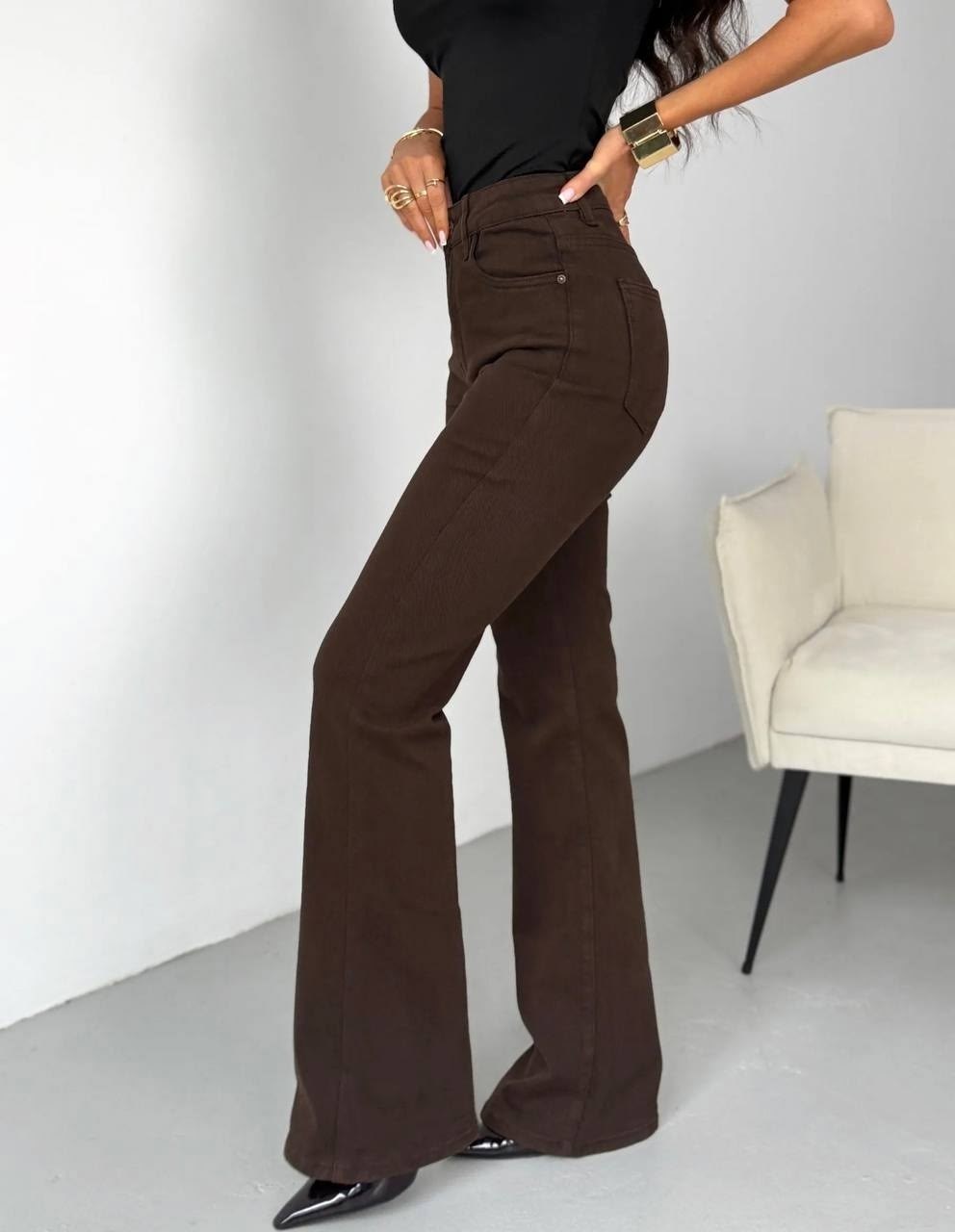 коричневые джинсы клеш женские,женские джинсы клеш,женские джинсы коричневые джинсовые расклешенные брюки,джинсы женский defeaco коричневый, светло-коричневый клеш, прямые деним,коричневые джинсы женс