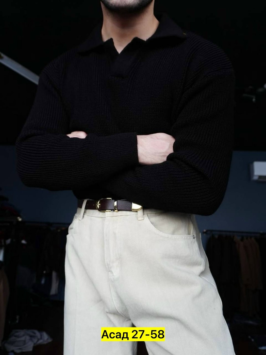 свитер мужской трикотажный оверсайз,свитер,свитер с воротником,мужская мода,свитер свободный