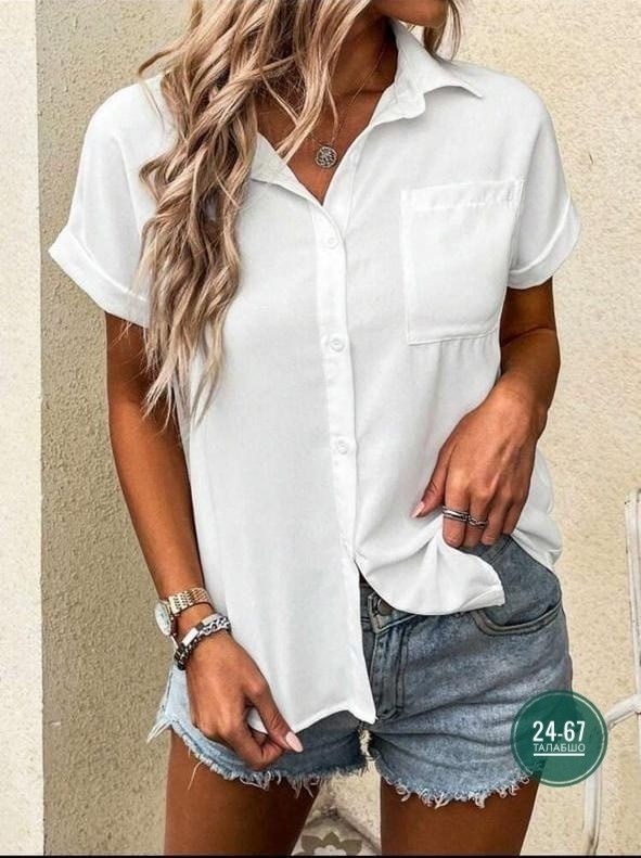 рубашка женская,повседневная рубашка,женская однотонная рубашка,блузка женская,женская рубашка с коротким рукавом