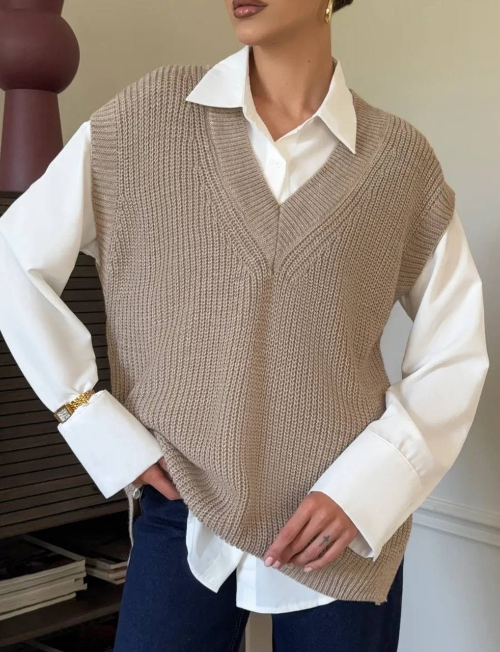 жилет вязаный трикотажный безрукавка beige island,жилет вязаный трикотажный безрукавка,жилет женский офисный вязаный универсальный,жилет вязаный женский,жилет трикотажный женский