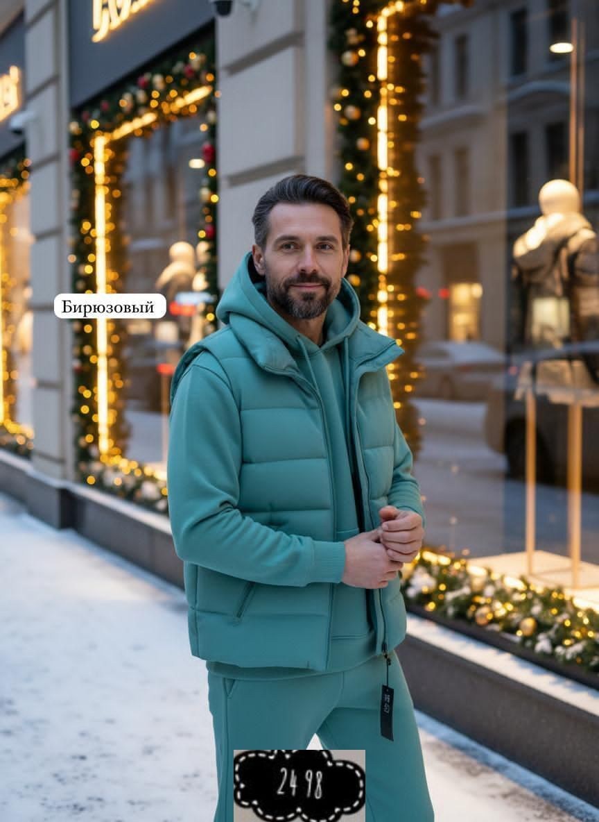 костюм спортивный мужской,мужская мода,костюм-тройка мужской: жилет, толстовка и штаны арт. 1331597,костюм тройка мужской,мужской костюм