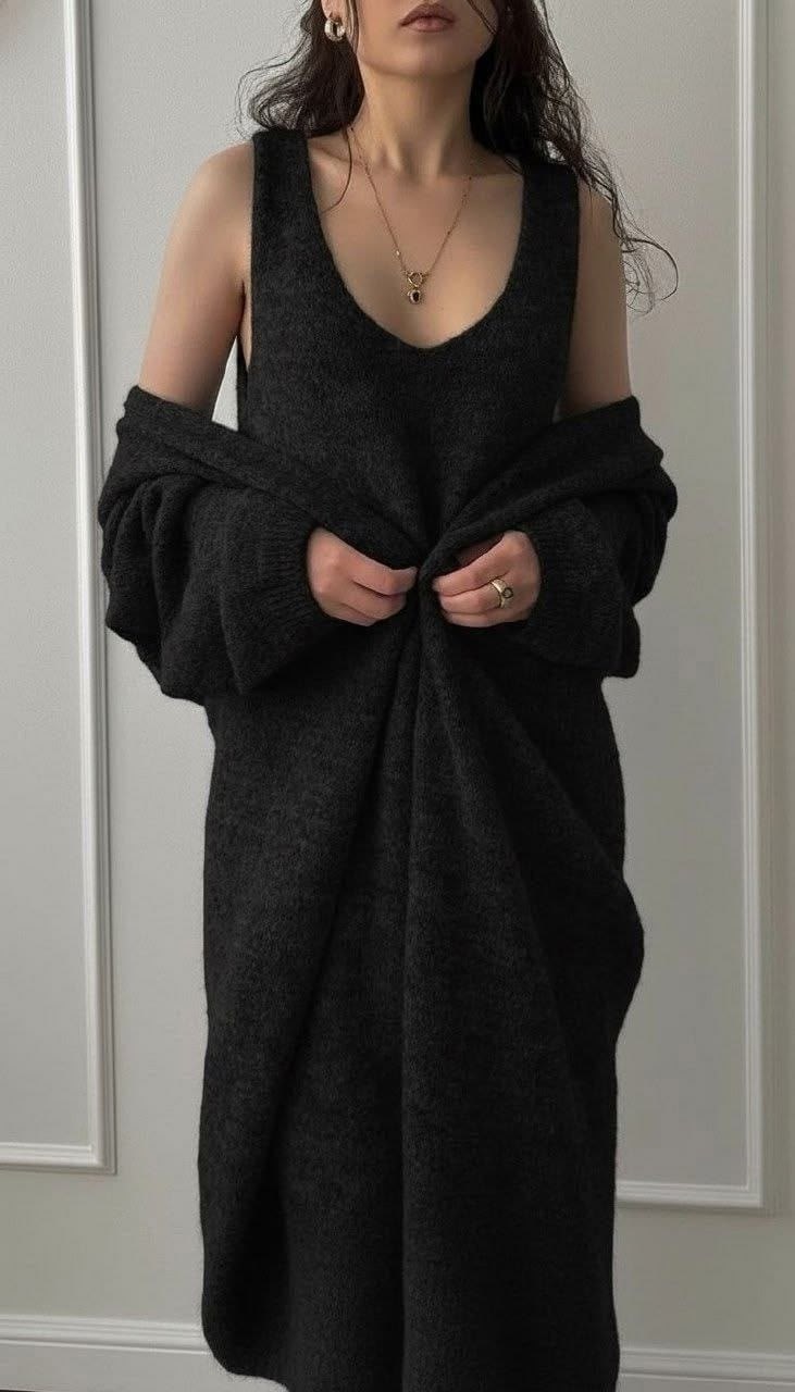 кардиган вязаное,платье кардиган,вязаное платье,трикотажное платье,серый кардиган