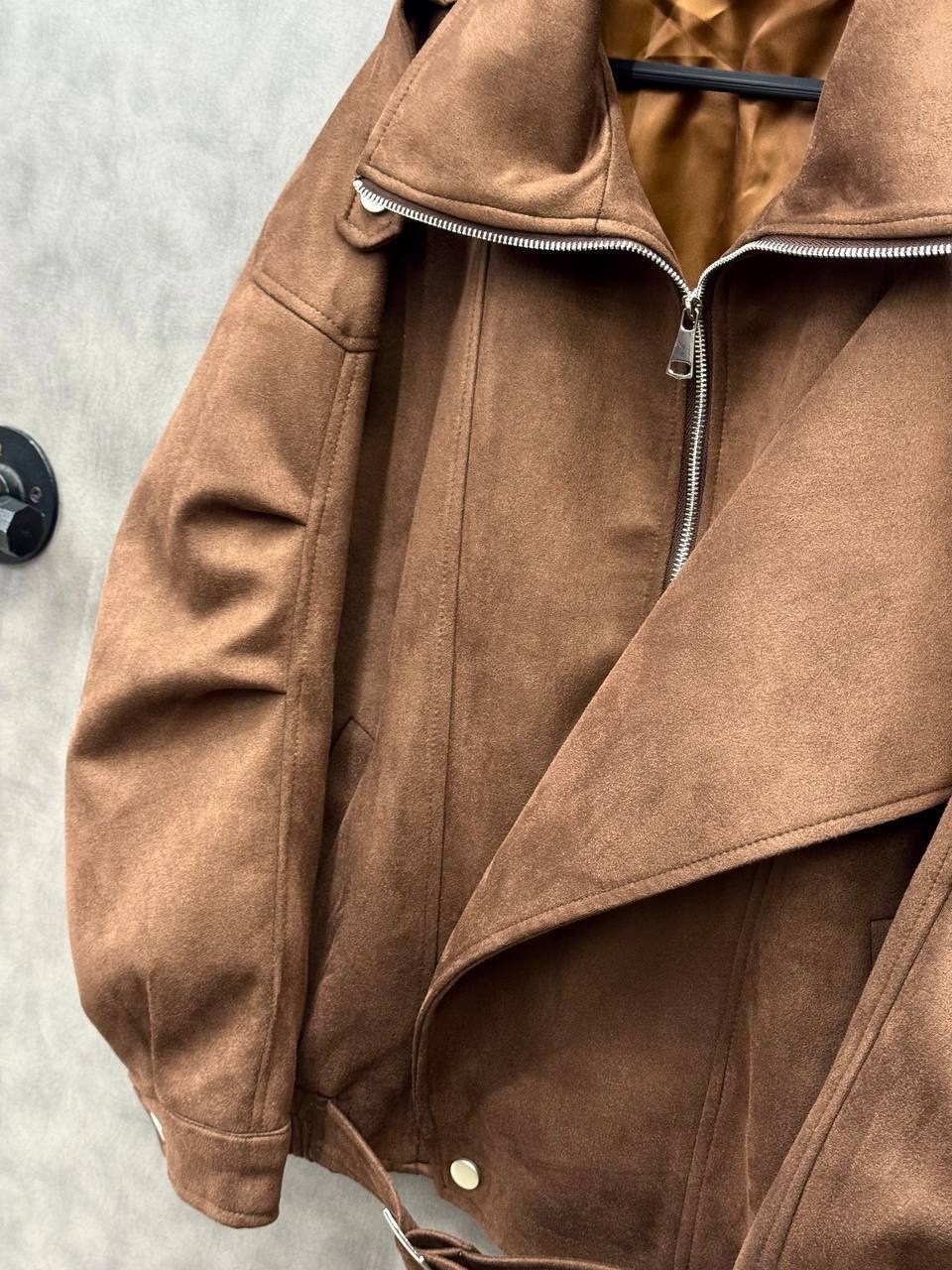 куртка из искусственной замши,коричневая замшевая кожаная куртка с лацканами,куртка косуха,косуха из эко замши оверсайз коричневая joyforyou,винтажная модная куртка из искусственной замши для женщин