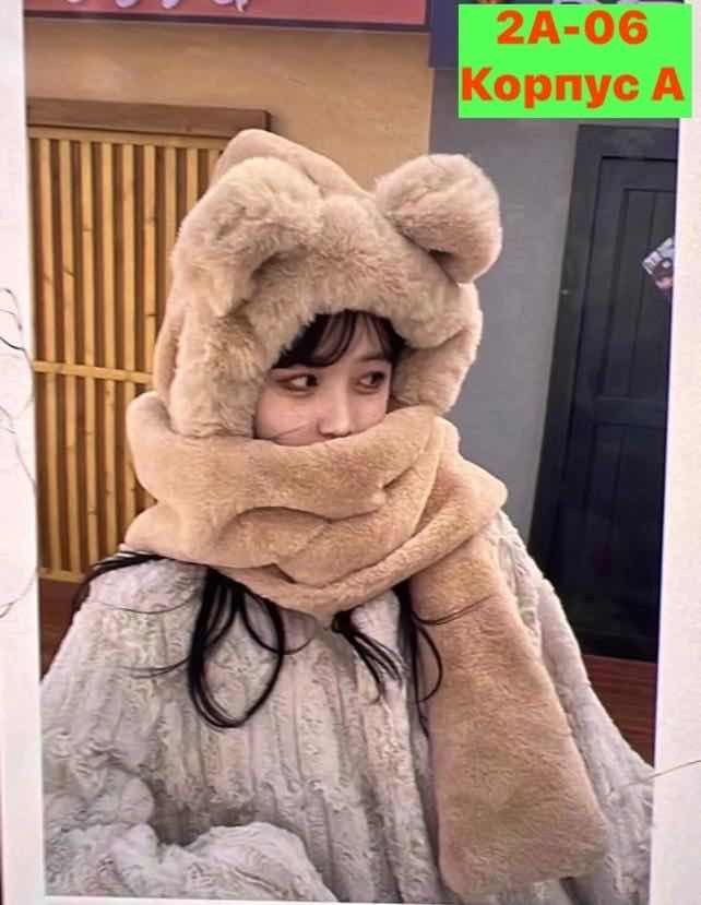 корейский шарф,зимняя утолщенная теплая плюшевая шапка с медвежьими ушками,плюшевая шапка,шапка с мехом,зимняя шарф