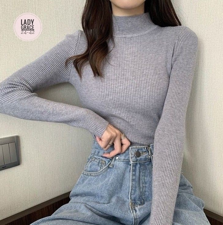 свитер с высоким воротником,водолазка,женский серый гольф облегающая кофта водолазка с высоким воротником,свитер пуловер,водолазка стиль