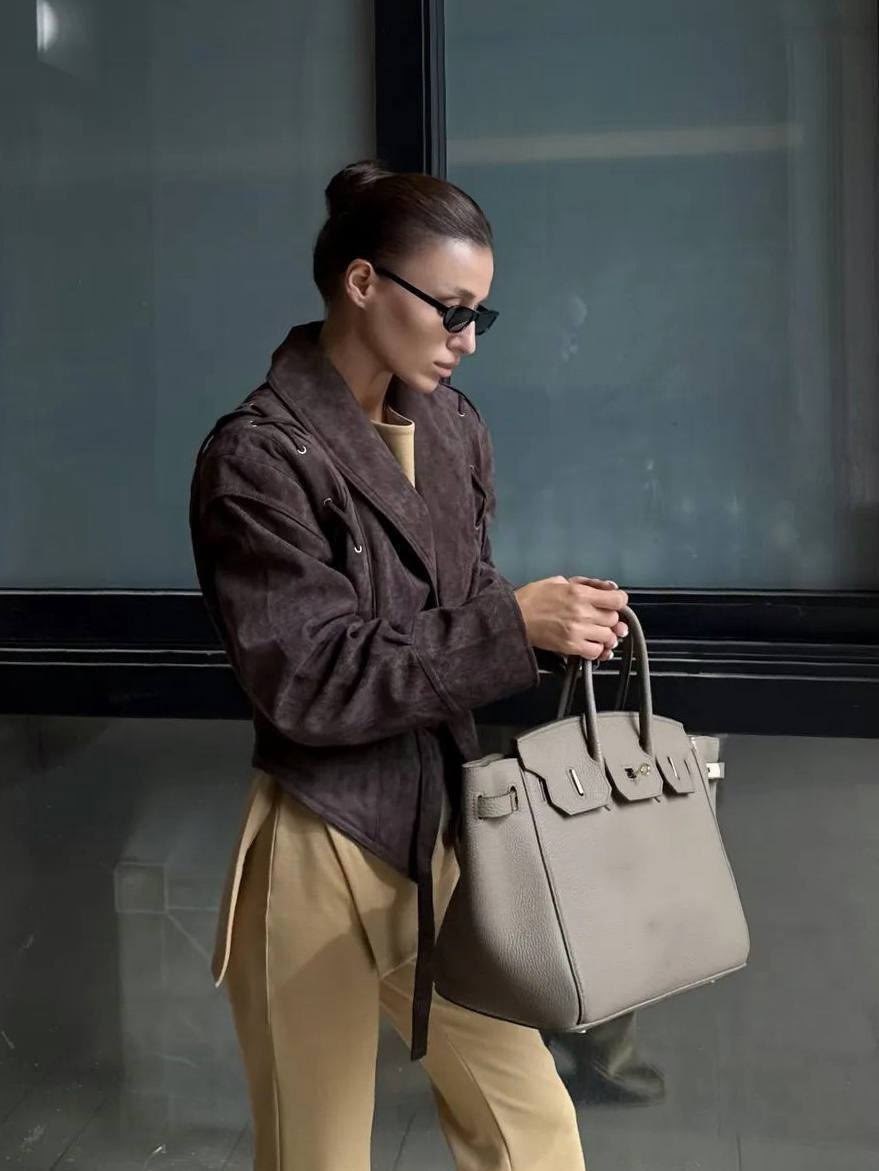 куртка косуха,куртка косуха замшевая коричневая с поясом tadari,замшевая куртка,женская куртка,куртка замшевая женская