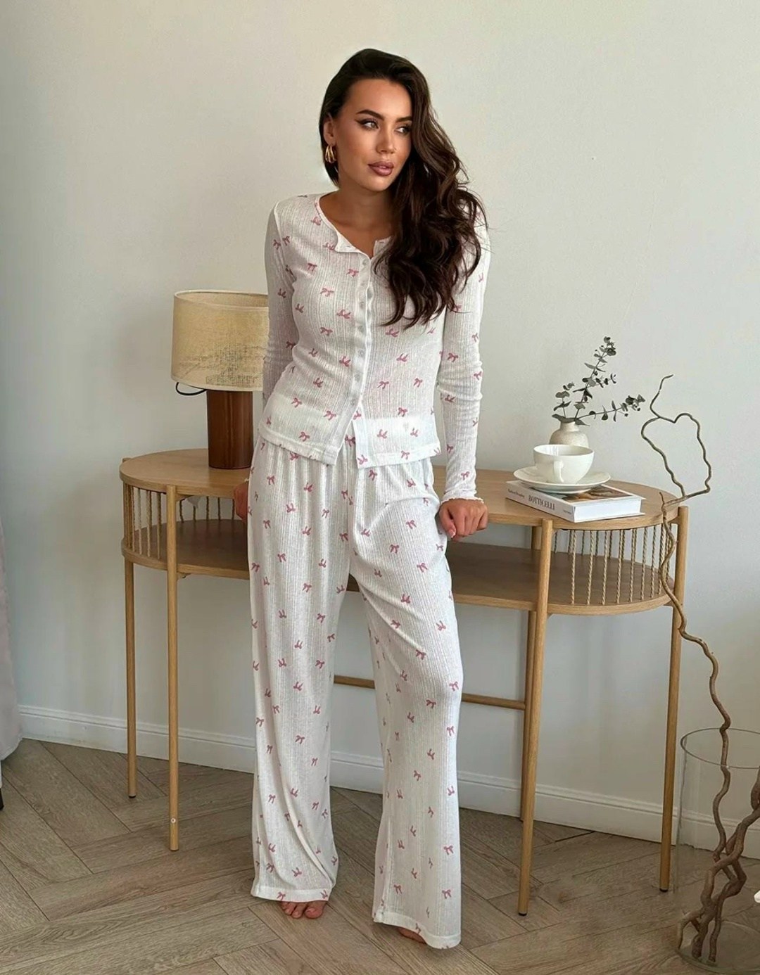 пижама со штанами с принтом ysense,пижама женская,пижама со штанами с принтом ysense 256770276,пижама муслиновая со штанами isabella dreams,женская пижама с длинным рукавом