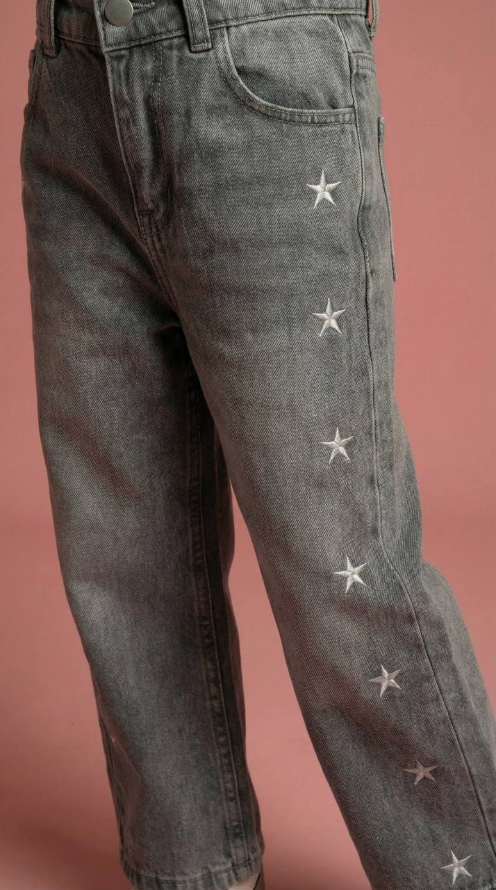 джинсы для девочек серый,джинсы для девочек,джинсы со звездами,джинсы с принтом,джинсы