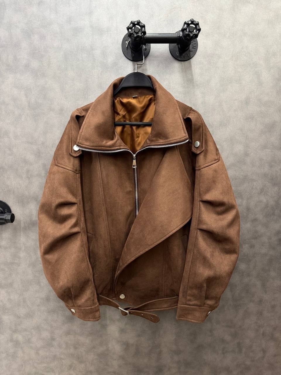 куртка из искусственной замши,коричневая замшевая кожаная куртка с лацканами,куртка косуха,косуха из эко замши оверсайз коричневая joyforyou,винтажная модная куртка из искусственной замши для женщин