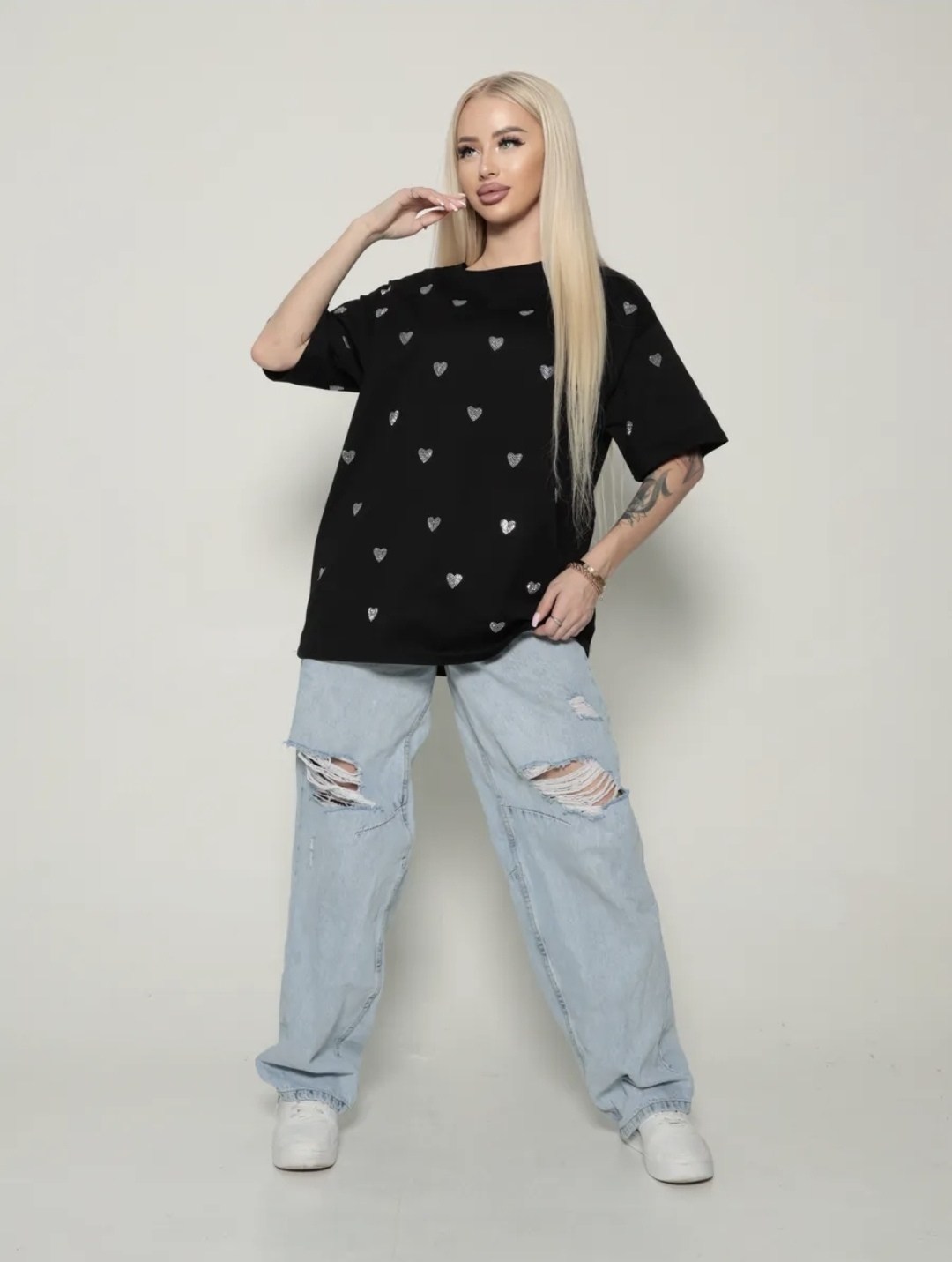 футболки оверсайз женские,женская футболка,футболка оверсайз,черная оверсайз футболка,футболка оверсайз с сердцами