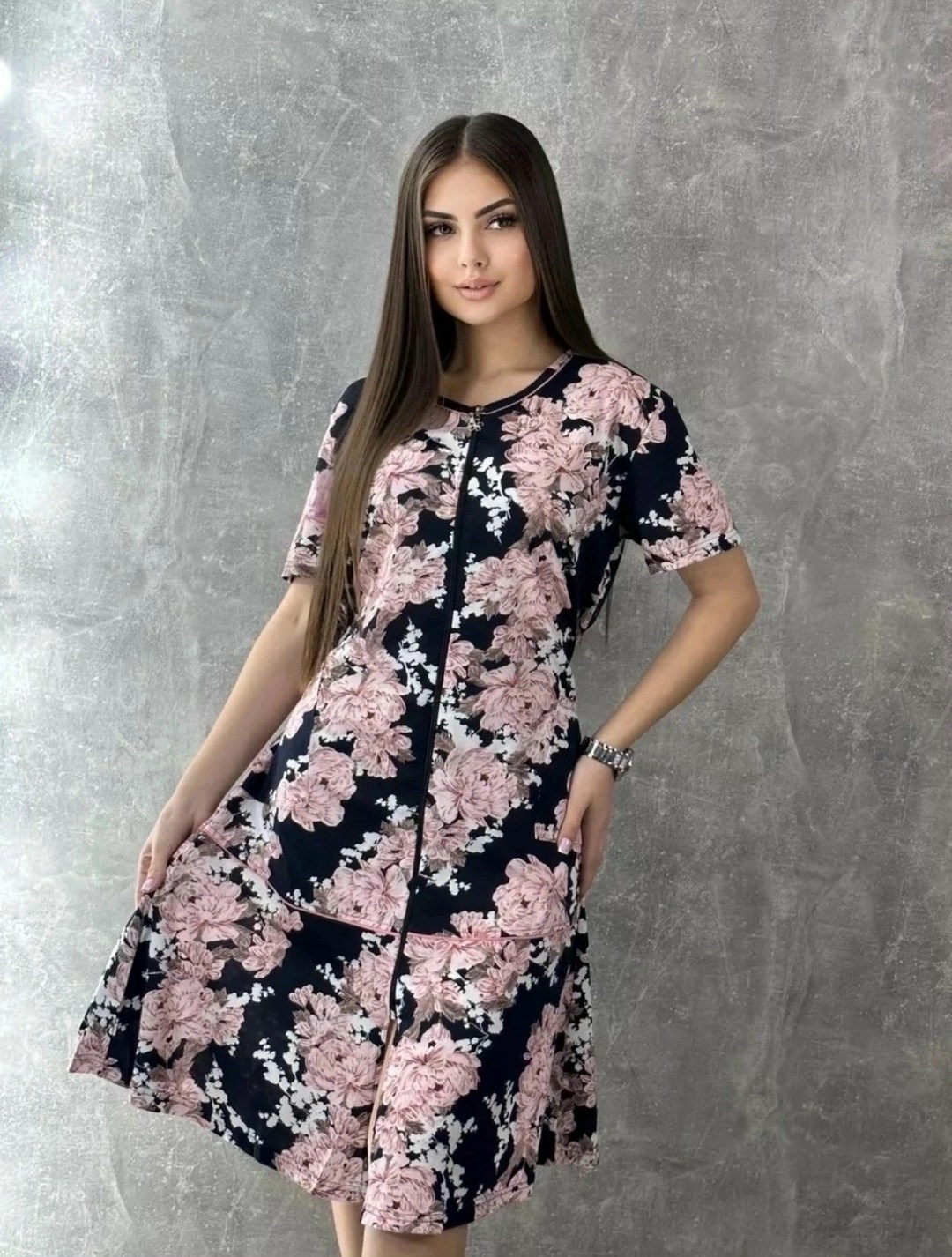 халат домашний на молнии летний,халат домашний на молнии,женские халаты,халат домашний на молнии большие размеры,халат женский домашний