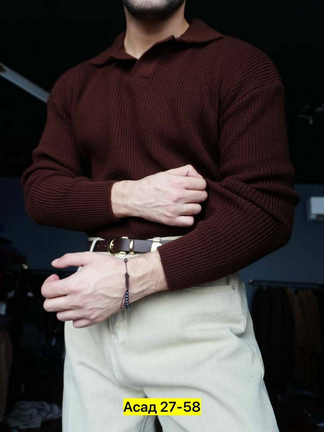 свитер мужской трикотажный оверсайз,свитер,свитер с воротником,мужская мода,свитер свободный