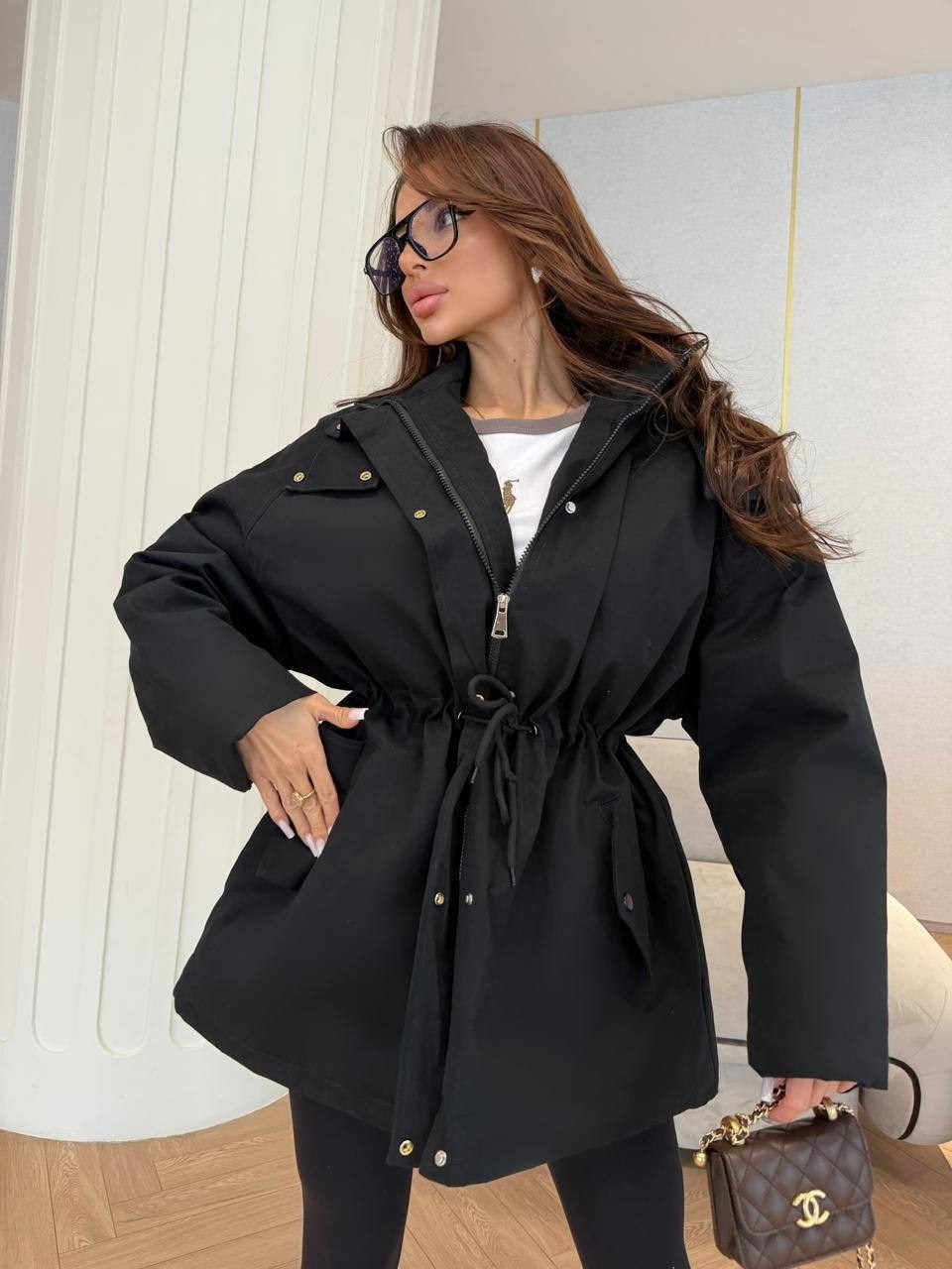 куртка парка с капюшоном grandshop,куртка женская,куртка демисезонная женская,куртка оверсайз,куртка свободного кроя