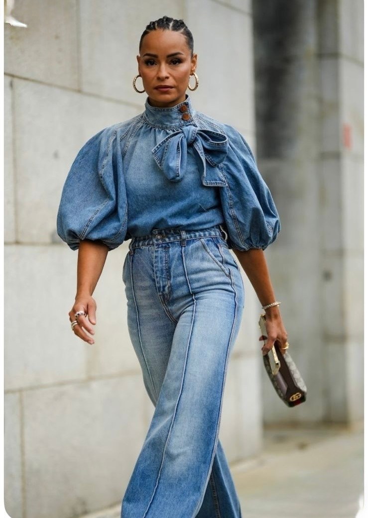 джинсовая блузка,блузка с оборками,блузка модная,женская джинсовая рубашка,блузка с бантом