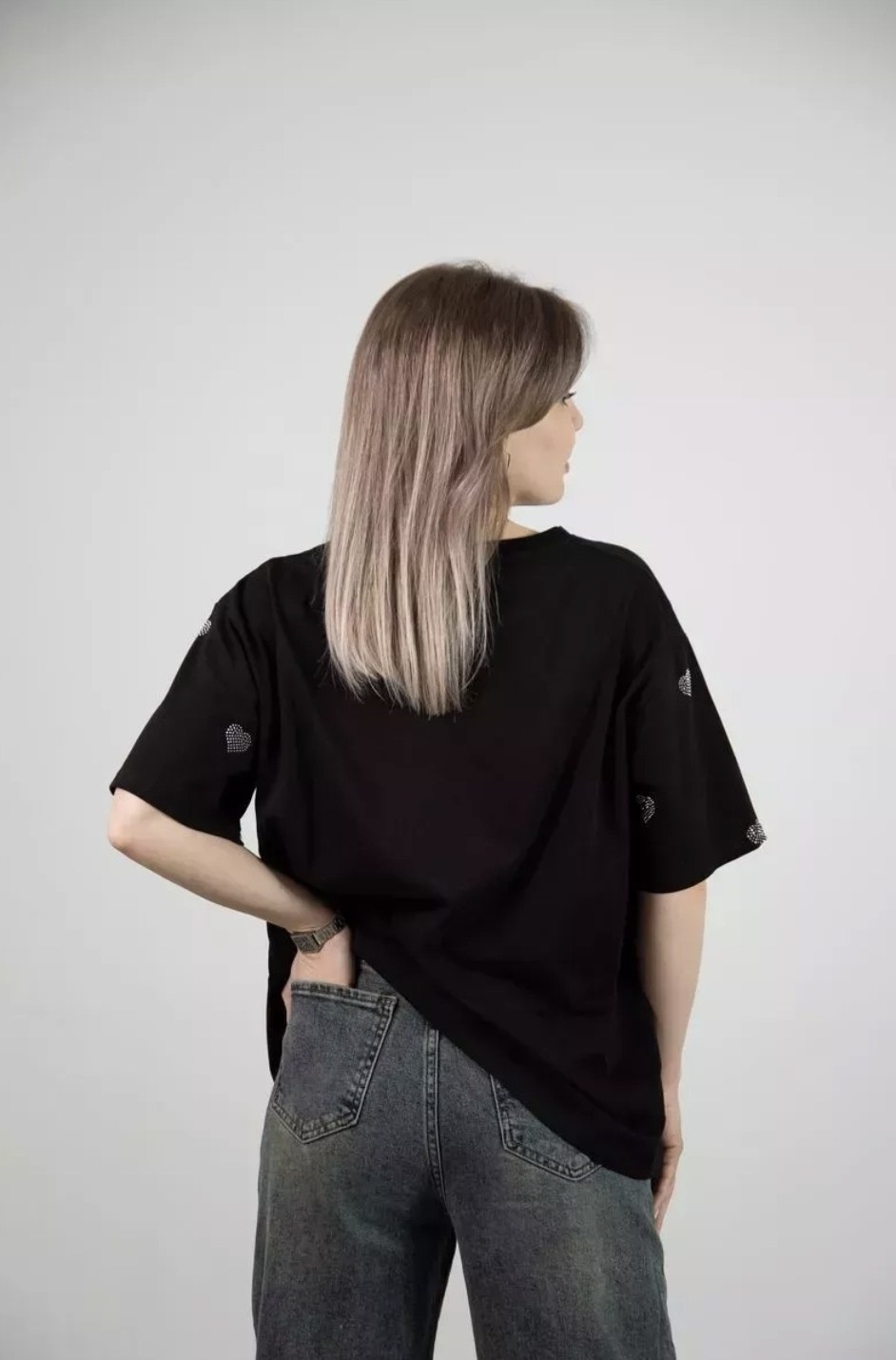 футболки оверсайз женские,женская футболка,футболка оверсайз,черная оверсайз футболка,футболка оверсайз с сердцами