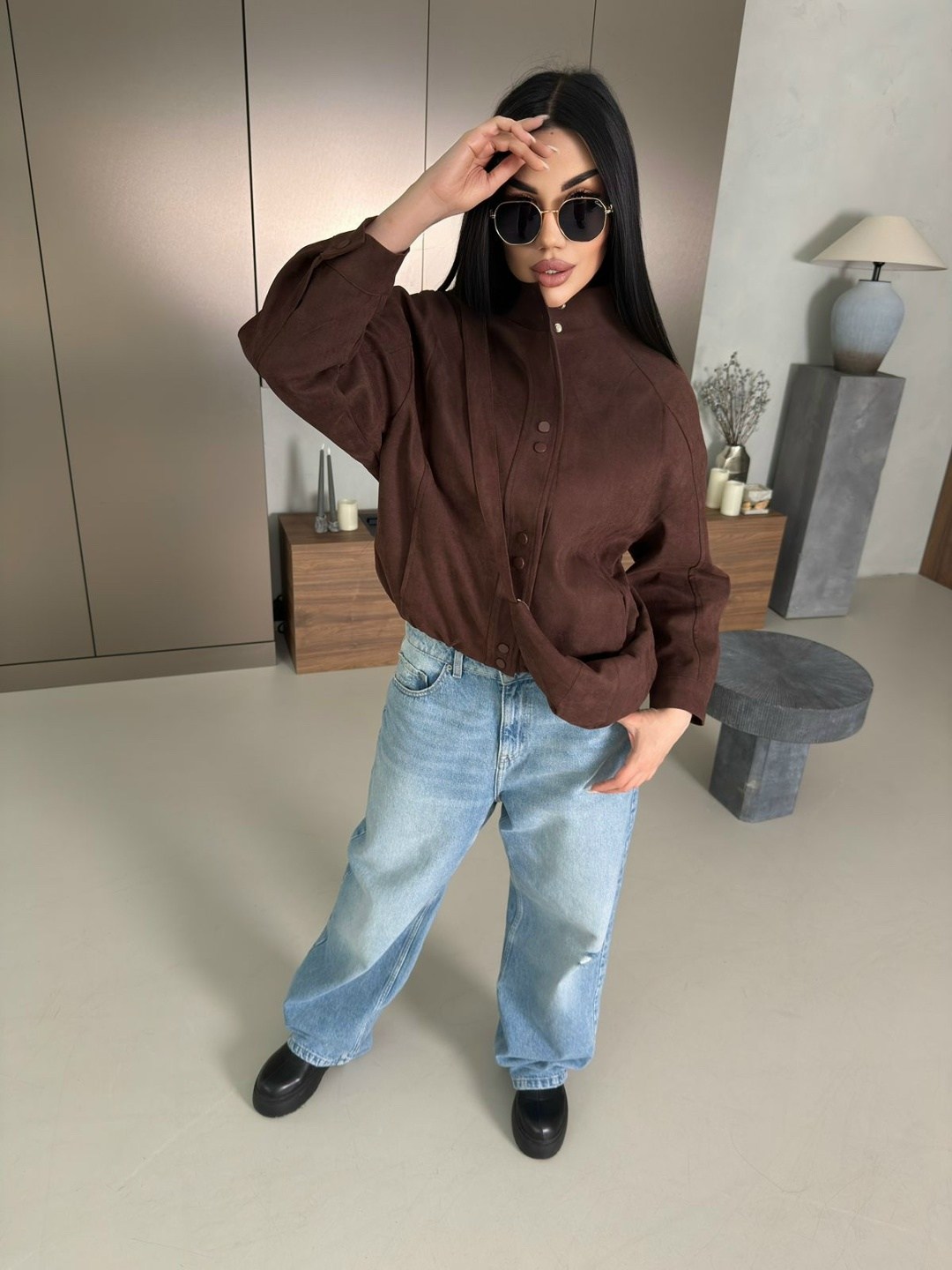 рубашка вельветовая цвета какао capriz-d1800005556,рубашка вельветовая цвета какао iv-capriz,рубашка вельветовая женская,замшевая куртка,куртка бомбер