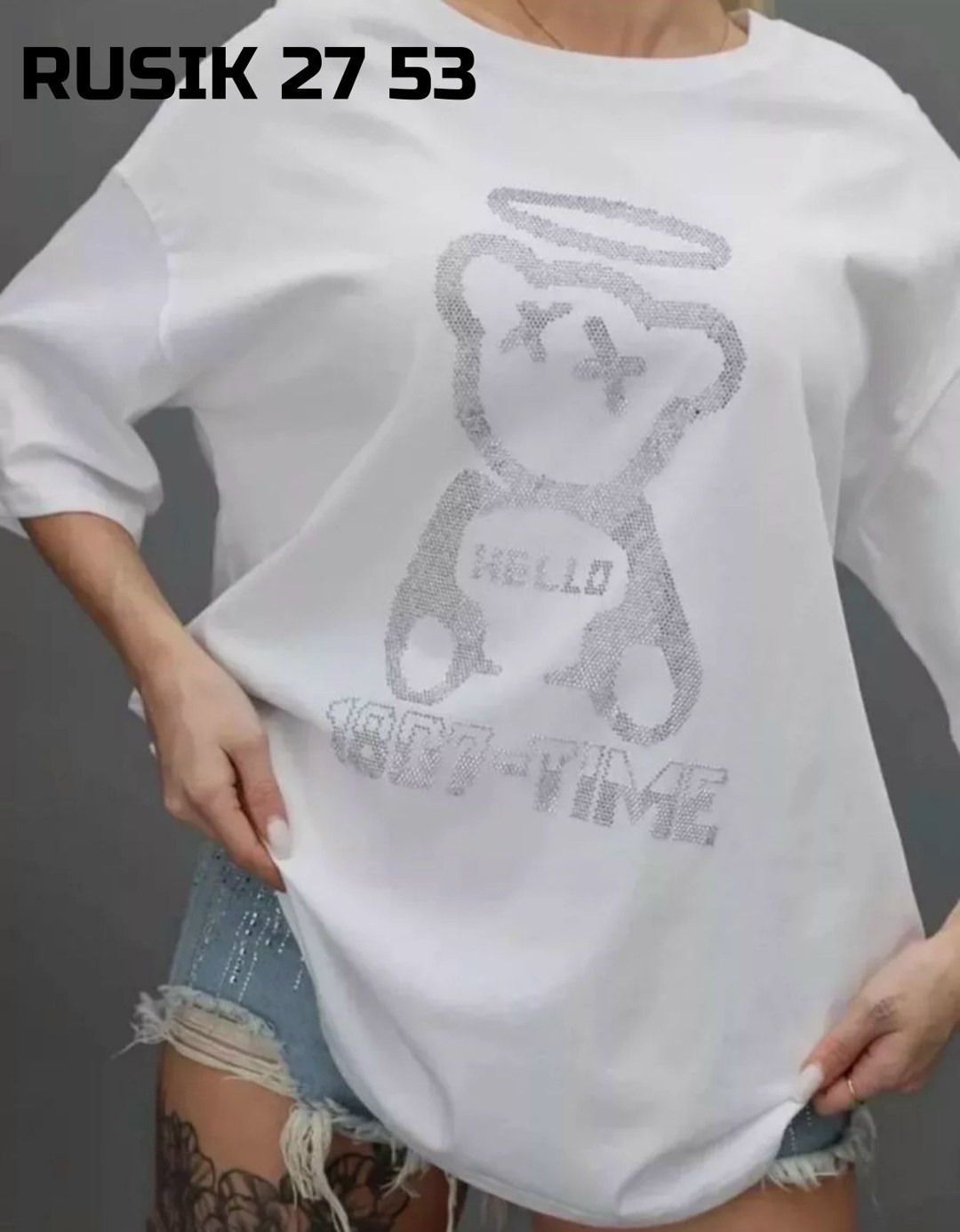 футболка оверсайз базовая со стразами,футболка для женщин с принтом,женская футболка,футболка с стразами,футболка женская со стразами