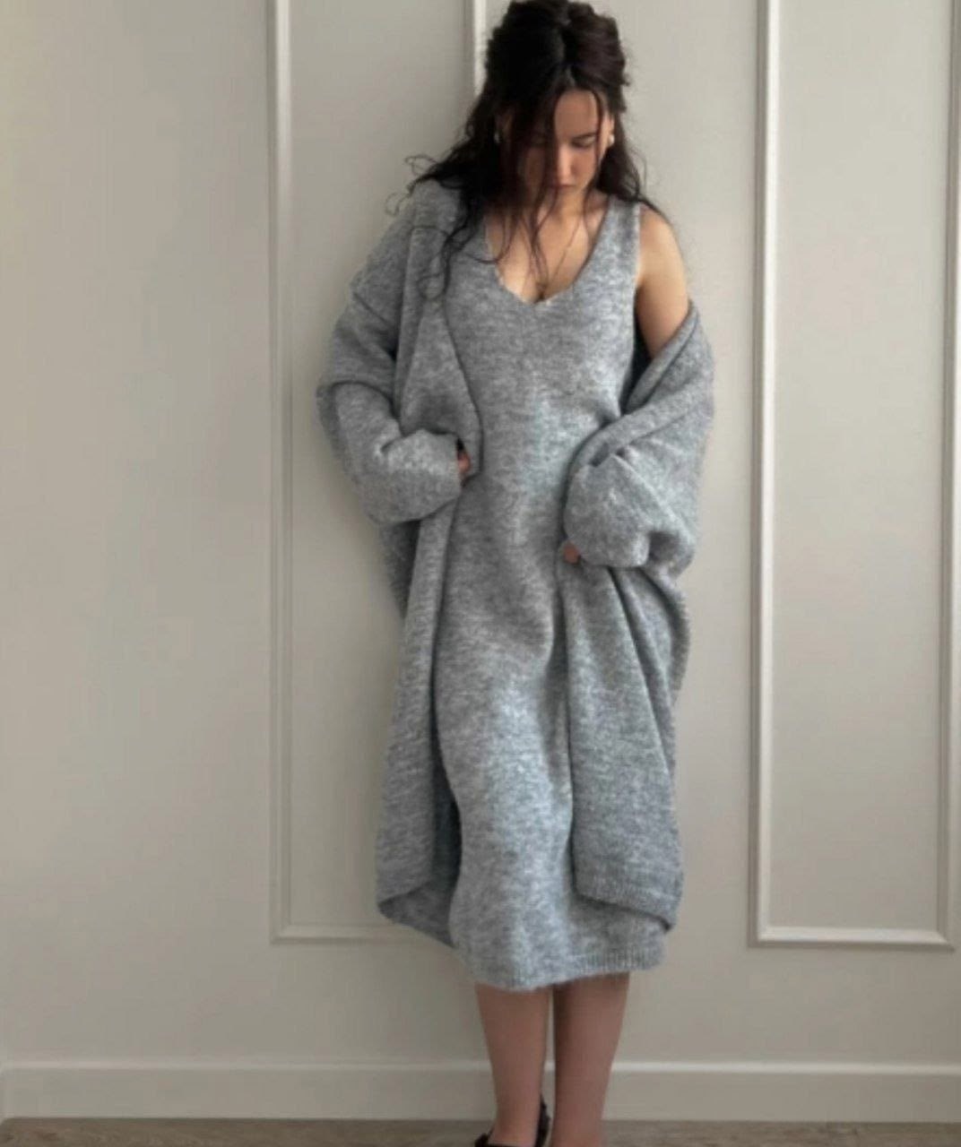 кардиган вязаное,платье кардиган,вязаное платье,трикотажное платье,серый кардиган