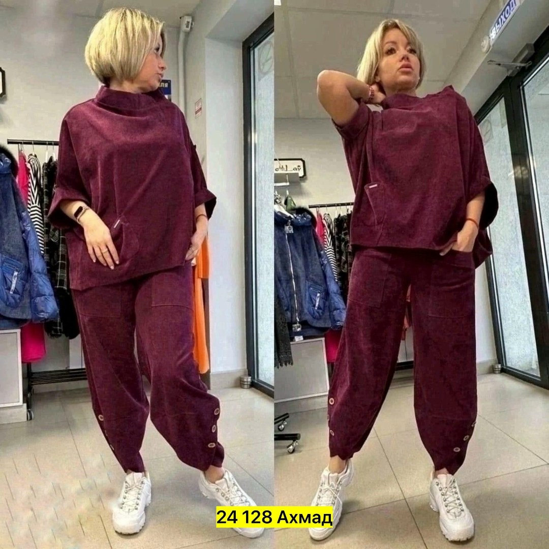 костюм женский вельвет туника с брюками для больших размеров цвет бордовый размер 54,костюм женский туника с брюками из вельвета больших размеров от velesway,брючный костюм бохо больших размеров secre