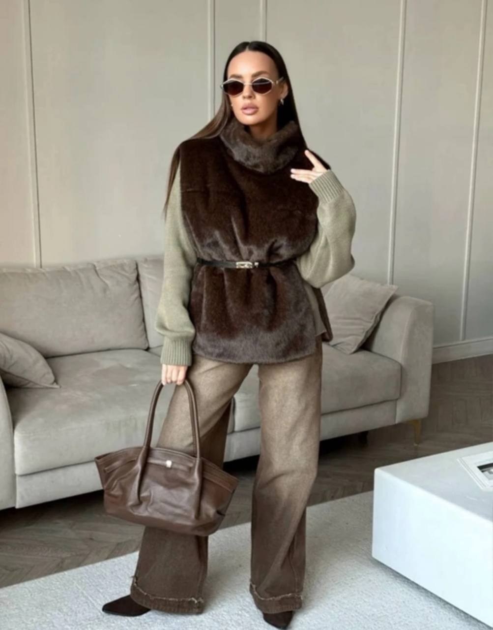 меховая манишка,зимняя мода,стильная куртка