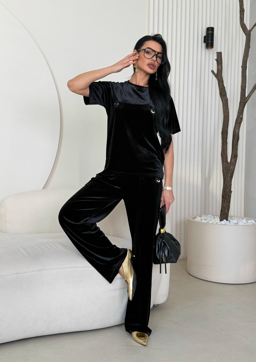 брюки мокко looklikecat 06676420,костюм велюровый,костюм женский,костюм с брюками велюр,костюм с брюками