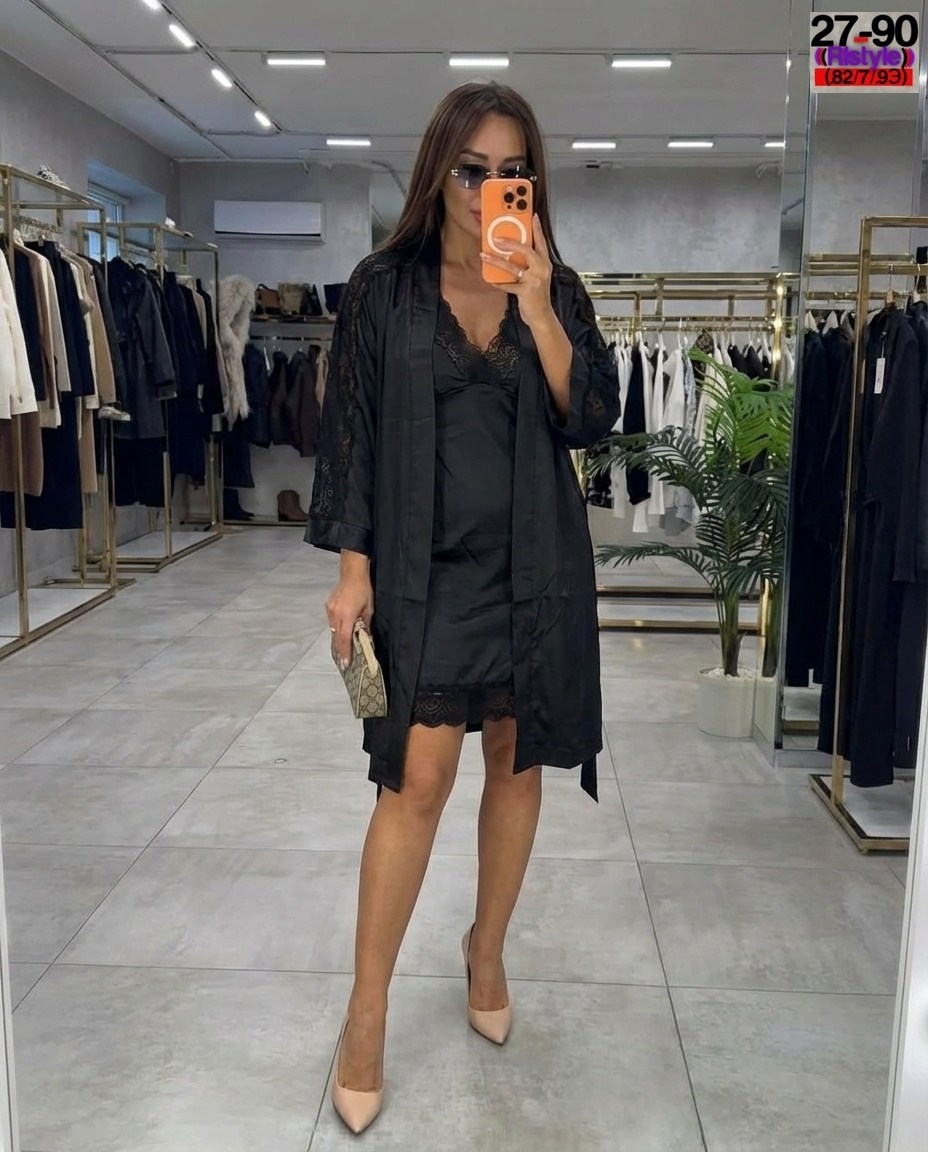 халат женский шелковый,атласный халат,комплект с халатом,комплект сорочка халат,комплект с пеньюаром