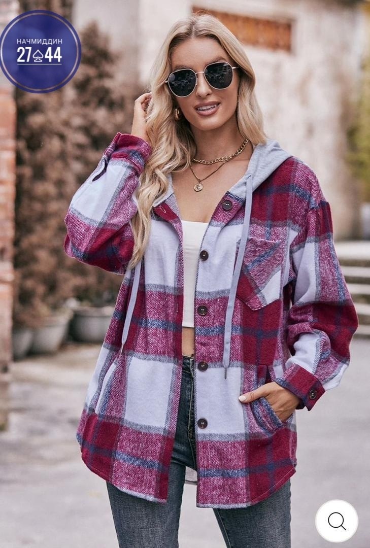 рубашка с капюшоном,рубашка женская теплая в клетку,клетчатая куртка,рубашка в клетку с капюшоном,пальто в клетку