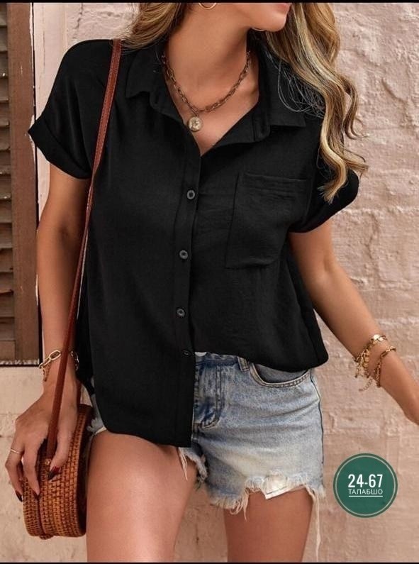 рубашка женская,повседневная рубашка,женская однотонная рубашка,блузка женская,женская рубашка с коротким рукавом