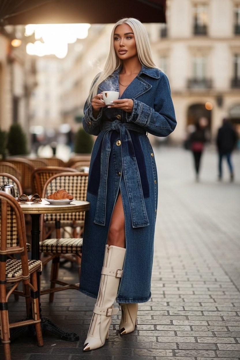 джинсовый тренч,джинсовый плащ,женский джинсовый плащ,джинсовое пальто,длинный джинсовый плащ